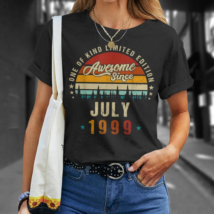 Vintage 23Th Birthday Awesome Since July 1999 Epic Legend Unisex T-Shirt Gifts for Her
