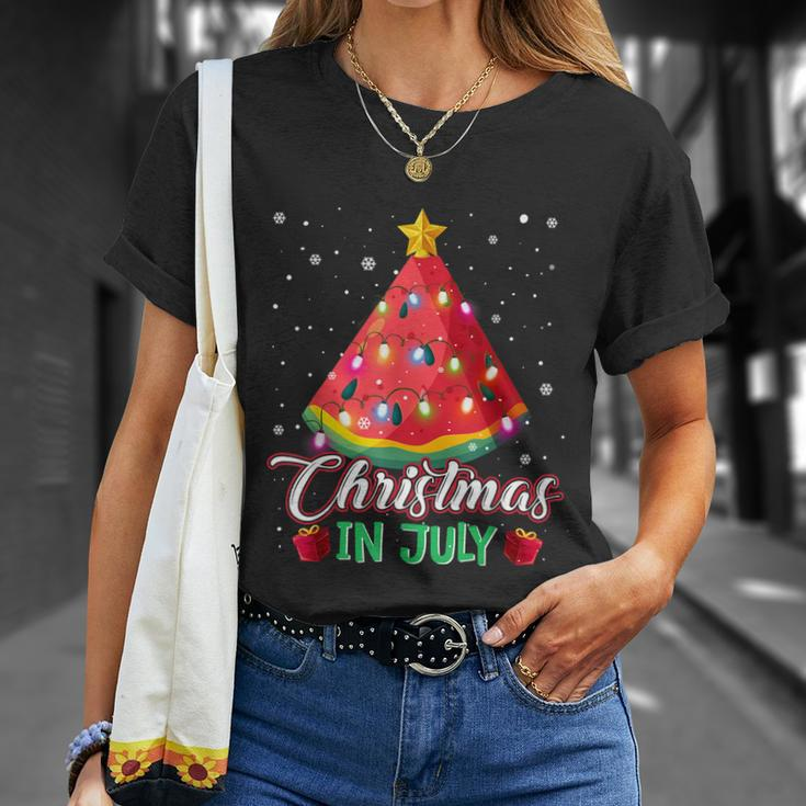 Watermelon Christmas Tree Christmas In July Summer Vacation Unisex T-Shirt Gifts for Her
