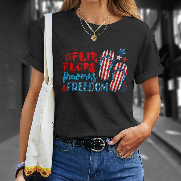 Womens Flip Flops Fireworks And Freedom 4Th Of July Unisex T-Shirt Gifts for Her