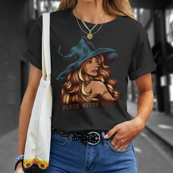 Womens Melanin Black Witch Magic African American Black Halloween Unisex T-Shirt Gifts for Her