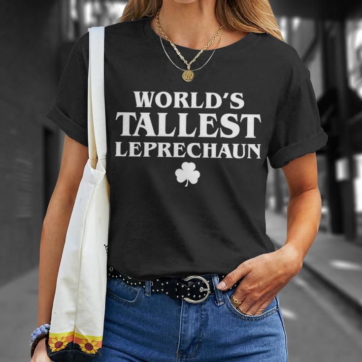 Worlds Tallest Leprechaun Clover Funny St Patricks Day Tshirt Unisex T-Shirt Gifts for Her