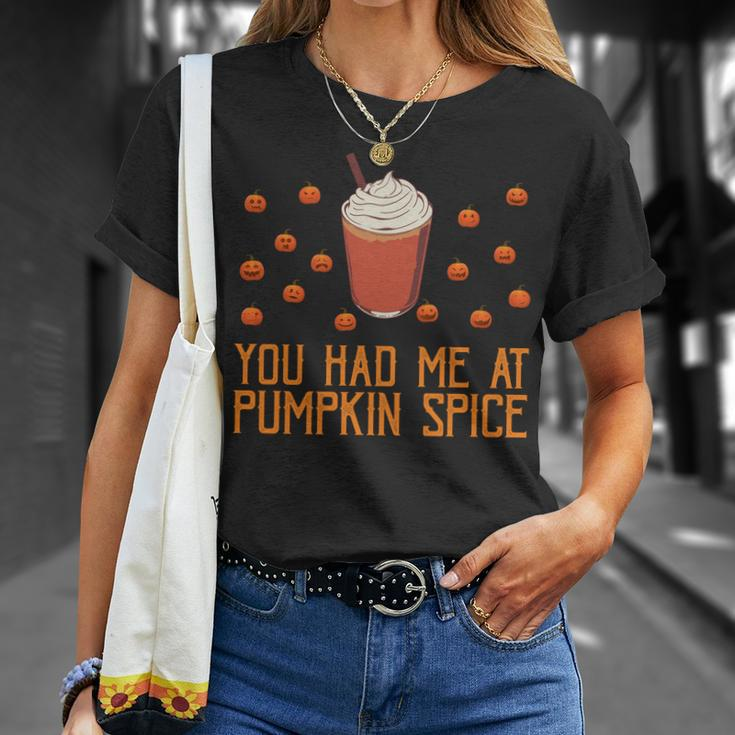 You Had Me At Pumpkin Spice Fall Autumn Pumpkins Halloween Sweatshirt Men Women T-shirt Graphic Print Casual Unisex Tee Gifts for Her
