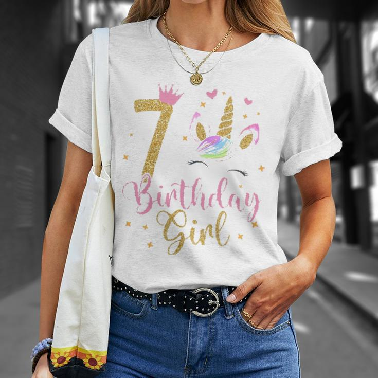 7 Years Old Birthday Girl Cute Unicorn Unisex T-Shirt Gifts for Her