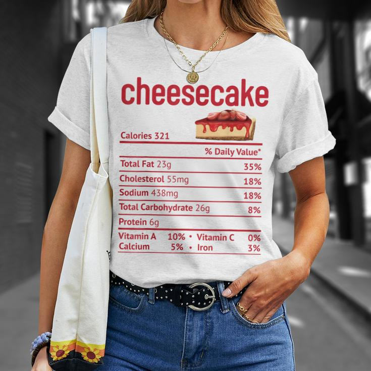 Cheesecake Nutrition Facts Funny Thanksgiving Christmas V3 Unisex T-Shirt Gifts for Her