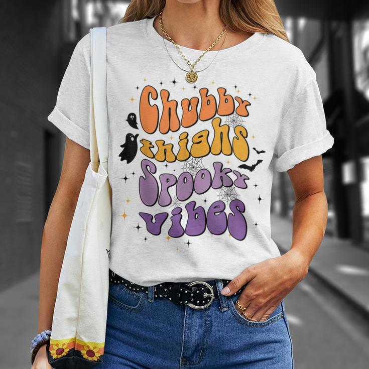 Chubby Thighs And Spooky Vibes Happy Halloween Unisex T-Shirt Gifts for Her