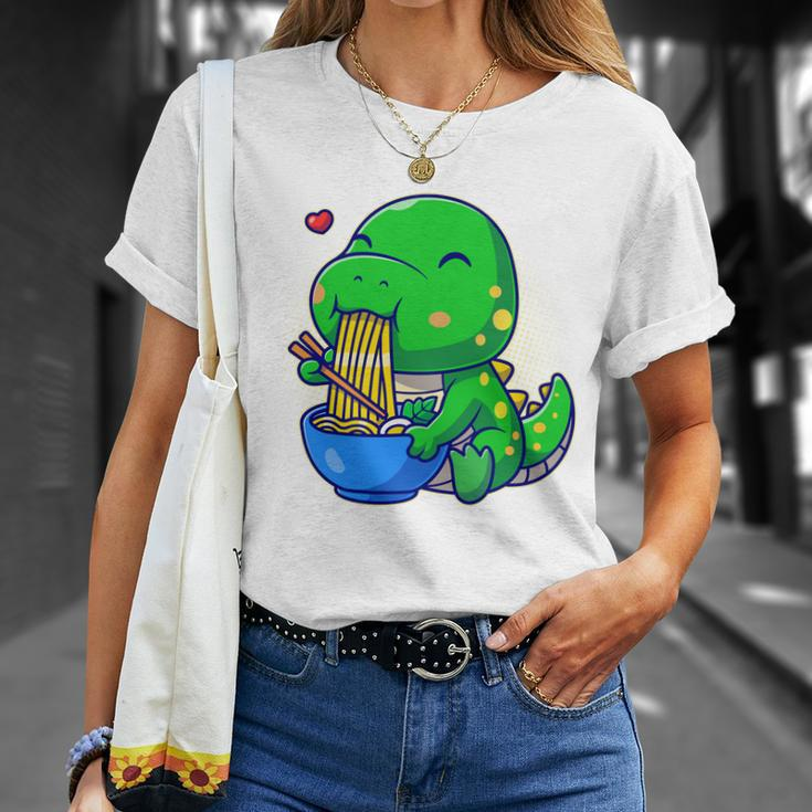 Cute Baby Dino Trex Eating Ramen Noodles Unisex T-Shirt Gifts for Her