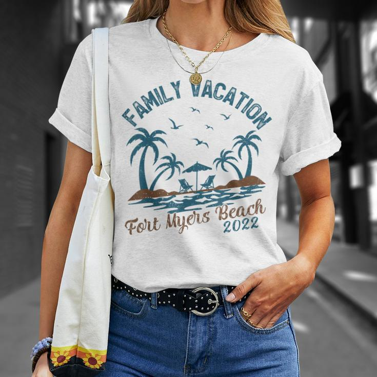 Family Vacation 2022 Palm Tree Florida Fort Myers Beach Unisex T-Shirt Gifts for Her