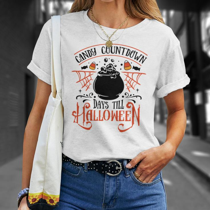 Halloween Candy Countdown Days Till Halloween Orange And Black Men Women T-shirt Graphic Print Casual Unisex Tee Gifts for Her