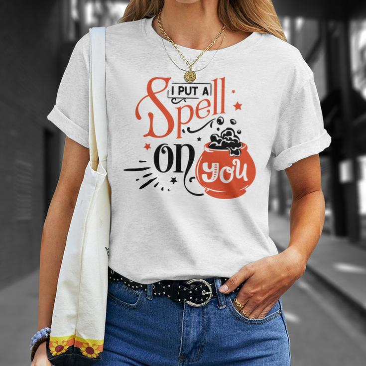 Halloween I Put A Spell On You Black And Orange Design Men Women T-shirt Graphic Print Casual Unisex Tee Gifts for Her