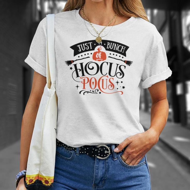 Halloween Just A Bunch Of Hocus Pocus Black And Orange Design Men Women T-shirt Graphic Print Casual Unisex Tee Gifts for Her