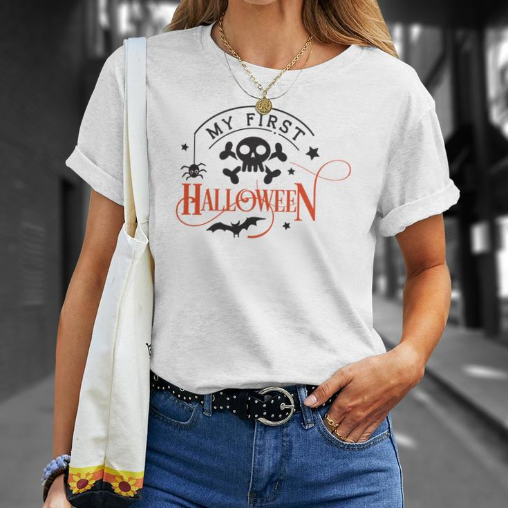 Halloween My First Halloweenblack And Orange Men Women T-shirt Graphic Print Casual Unisex Tee Gifts for Her