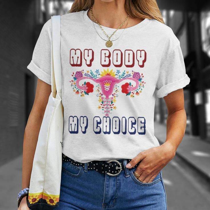My Body My Choice Pro Roe Floral Uterus Unisex T-Shirt Gifts for Her