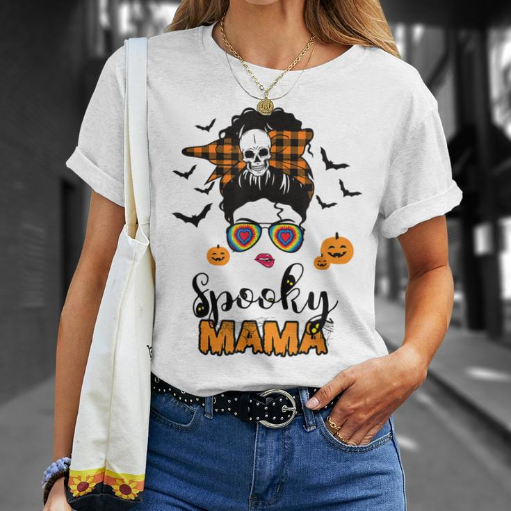 Spooky Mama Messy Bun For Halloween Messy Bun Mom Monster Unisex T-Shirt Gifts for Her