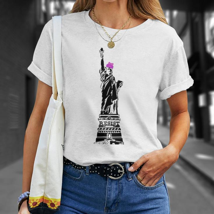Statue Of Liberty Kitty Ears Resist Feminist Unisex T-Shirt Gifts for Her