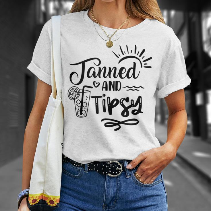 Tanned & Tipsy Hello Summer Vibes Beach Vacay Summertime Unisex T-Shirt Gifts for Her