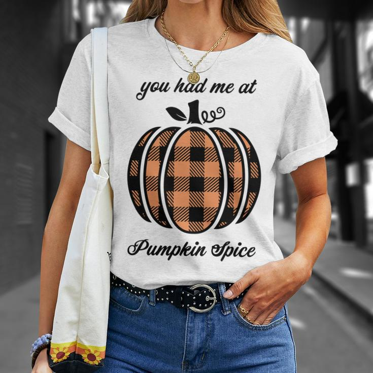 You Had Me At Pumpkin Spice Halloween Autumn Fall Cute Men Women T-shirt Graphic Print Casual Unisex Tee Gifts for Her