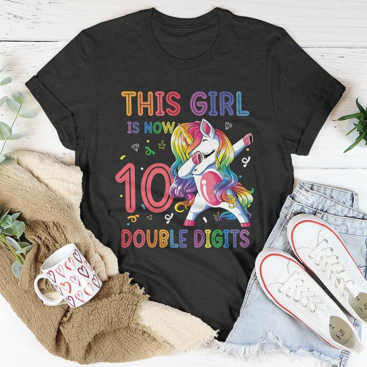 10Th Birthday Gift Girls This Girl Is Now 10 Double Digits Funny Gift Unisex T-Shirt Unique Gifts