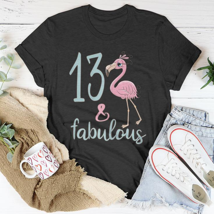 13Th Birthday Flamingo Outfit Girls 13 Year Old Bday Unisex T-Shirt Unique Gifts