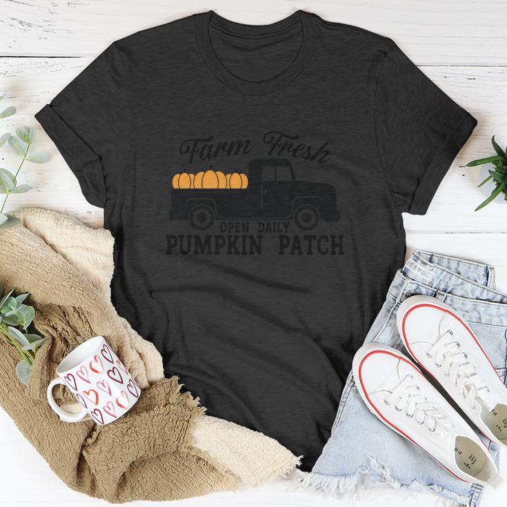 Farm Fresh Pumpkins Truck Open Daily Pumpkin Patch Fall Men Women T-shirt Graphic Print Casual Unisex Tee