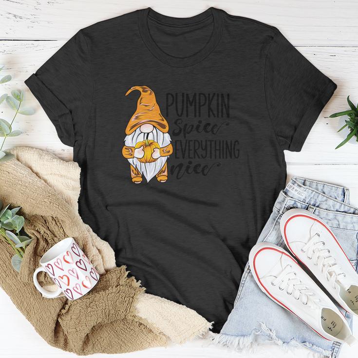 Pumpkin Spice Everything Nice Yellow Hat Gnomes Fall Men Women T-shirt Graphic Print Casual Unisex Tee