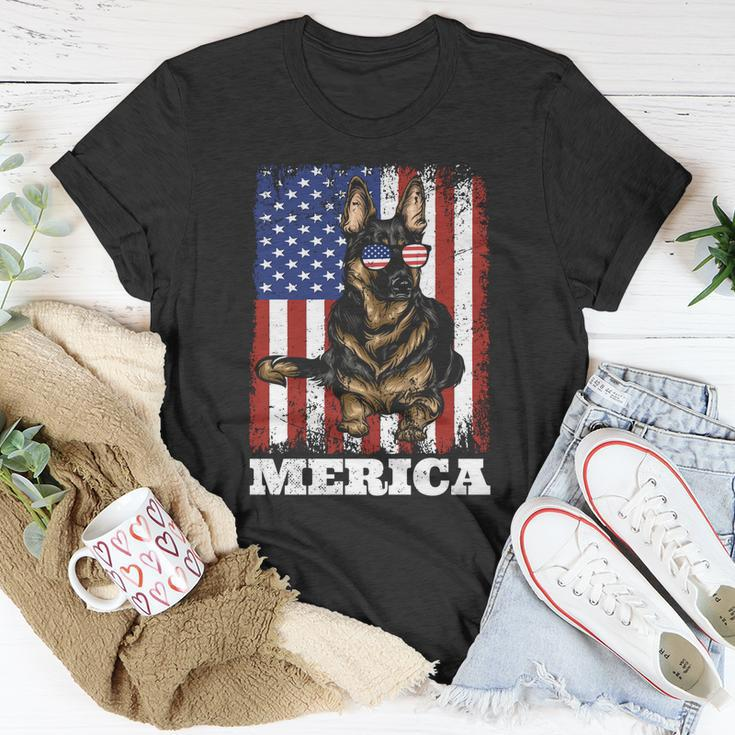 4Th Of July German Shepherd Dog American Flag Merica Cute Gift Unisex T-Shirt Unique Gifts