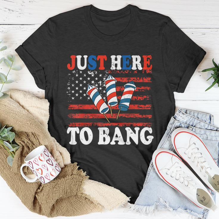 4Th Of July Im Just Here To Bang Fireworks America Flag Unisex T-Shirt Unique Gifts
