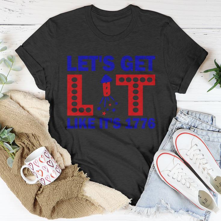 4Th Of July Lets Get Lit Fire Work Proud American Unisex T-Shirt Unique Gifts