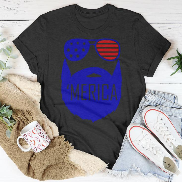 4Th Of July Merica Bearded Glasses Proud American Unisex T-Shirt Unique Gifts