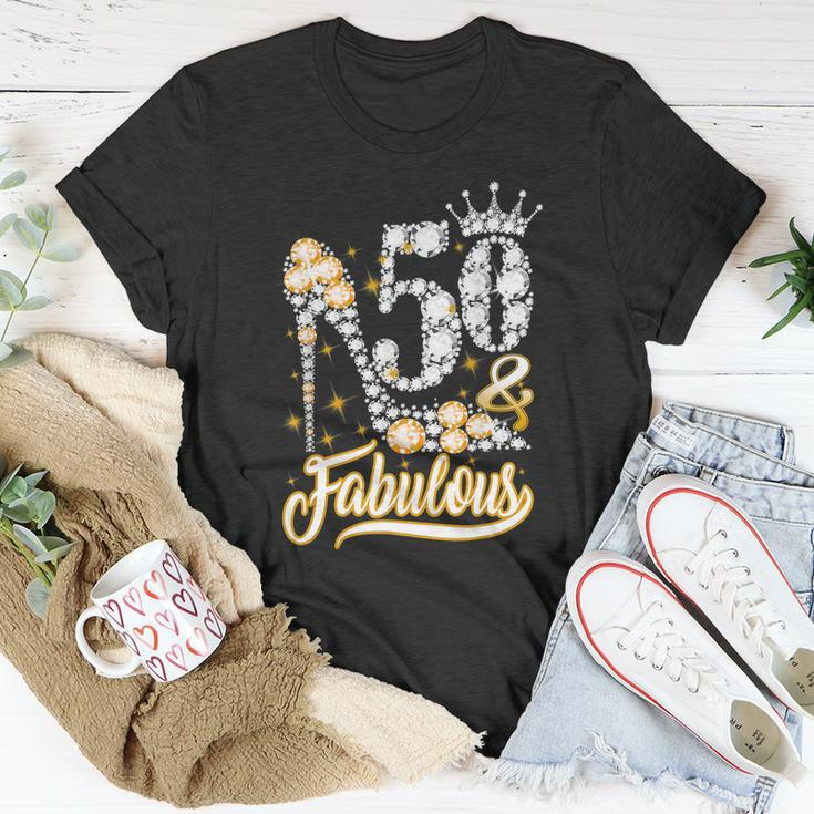 50 & Fabulous 50 Years Old 50Th Birthday Diamond Crown Shoes Tshirt Unisex T-Shirt Unique Gifts