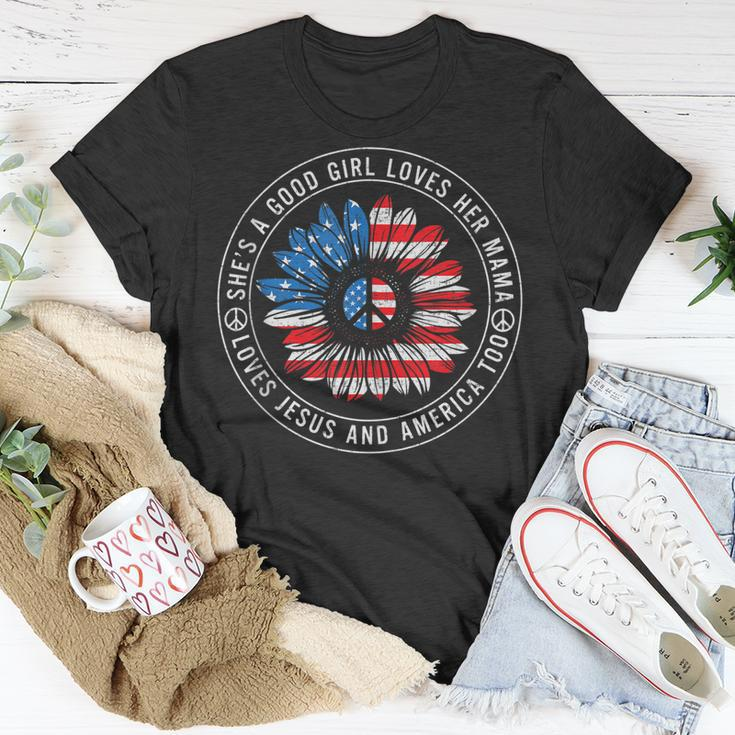 A Good Girl Loves Her Mama Jesus And America Too 4Th Of July Unisex T-Shirt Funny Gifts