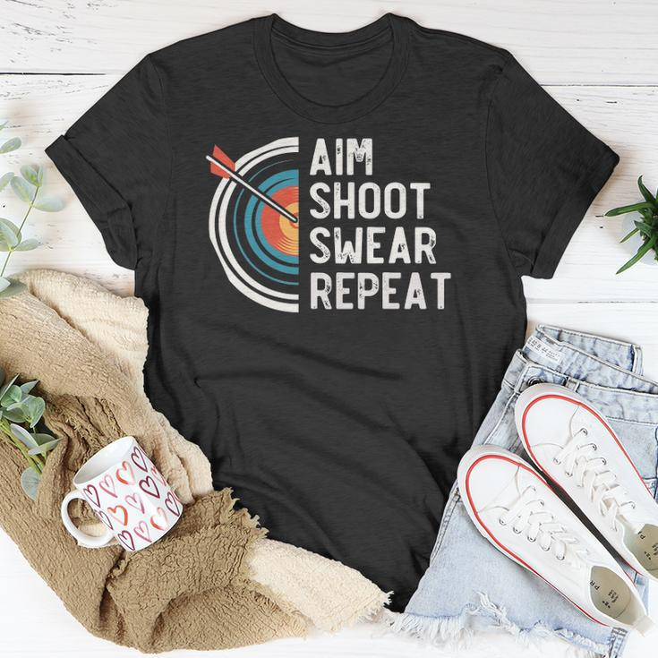 Aim Shoot Swear Repeat &8211 Archery Unisex T-Shirt Unique Gifts