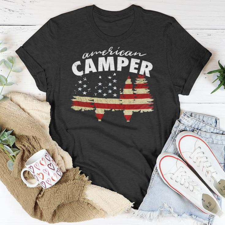 American Camper US Flag Patriotic Camping Unisex T-Shirt Unique Gifts