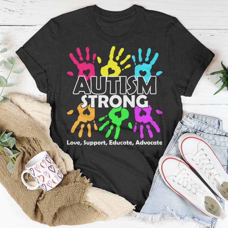 Autism Strong Love Support Educate Advocate Unisex T-Shirt Unique Gifts