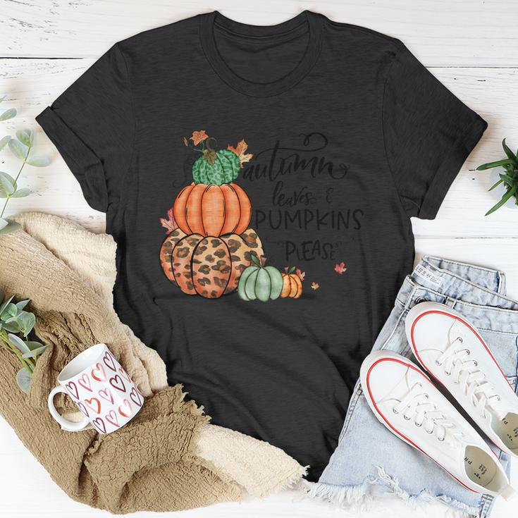 Autumn Leaves Pumpkins Please Thanksgiving Quote V2 Unisex T-Shirt Unique Gifts