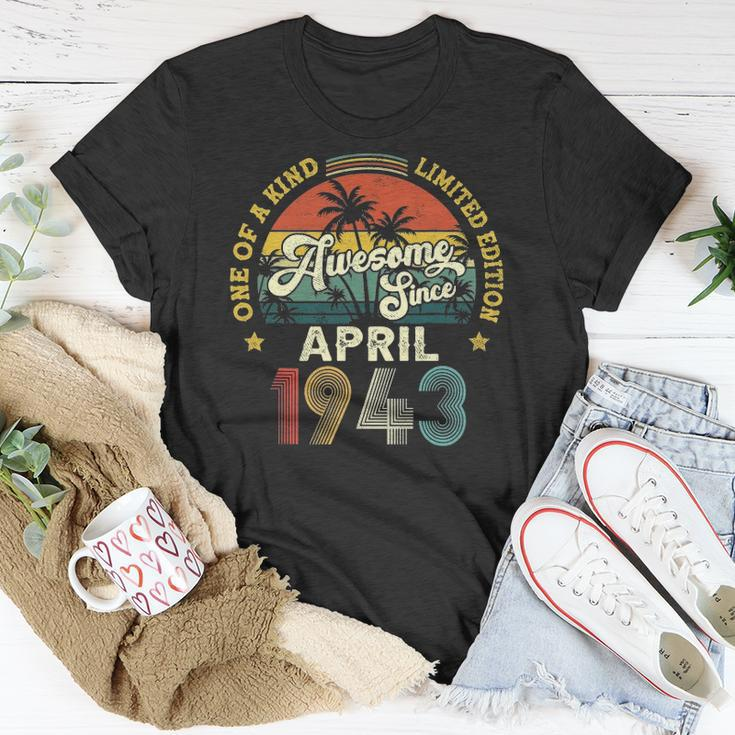 Awesome Since April 1943 Vintage 80Th Birthday For Men Women Unisex T-Shirt Unique Gifts