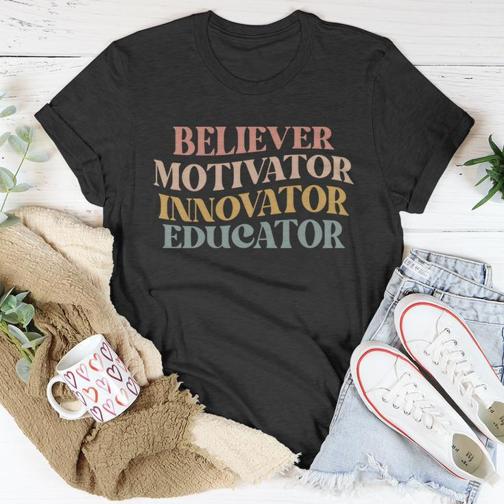 Believer Motivator Innovator Educator Retro Sarcasm Design Gift Unisex T-Shirt Unique Gifts