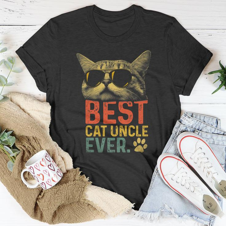 Best Cat Uncle Ever Vintage Cat Lover Cool Sunglasses Funny Unisex T-Shirt Unique Gifts