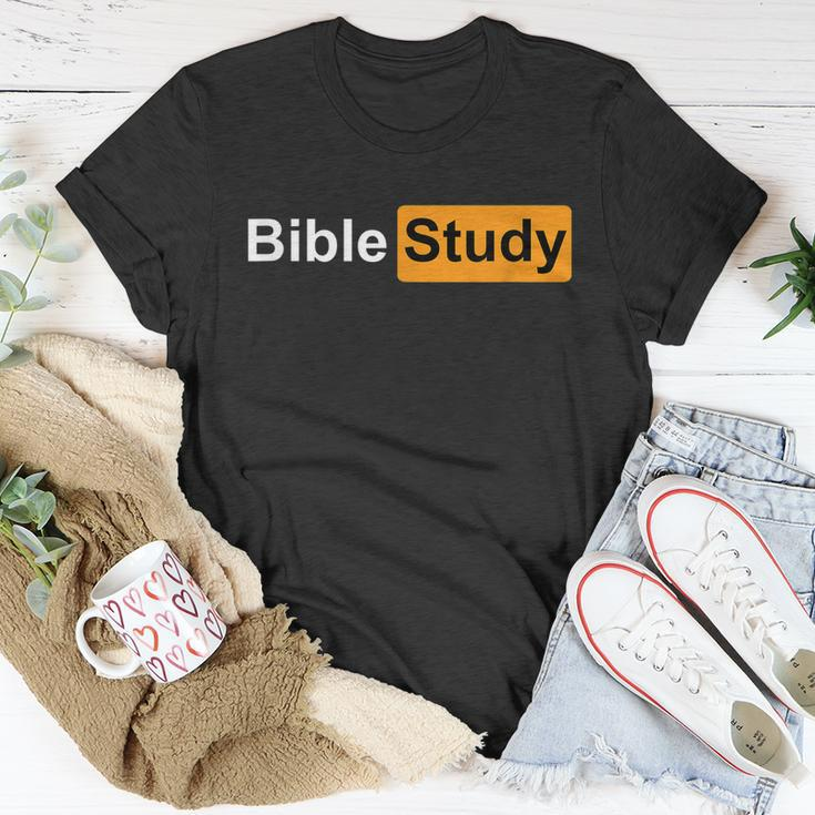 Bible Study Hub Logo Funny Sarcastic Adult Humor Unisex T-Shirt Unique Gifts