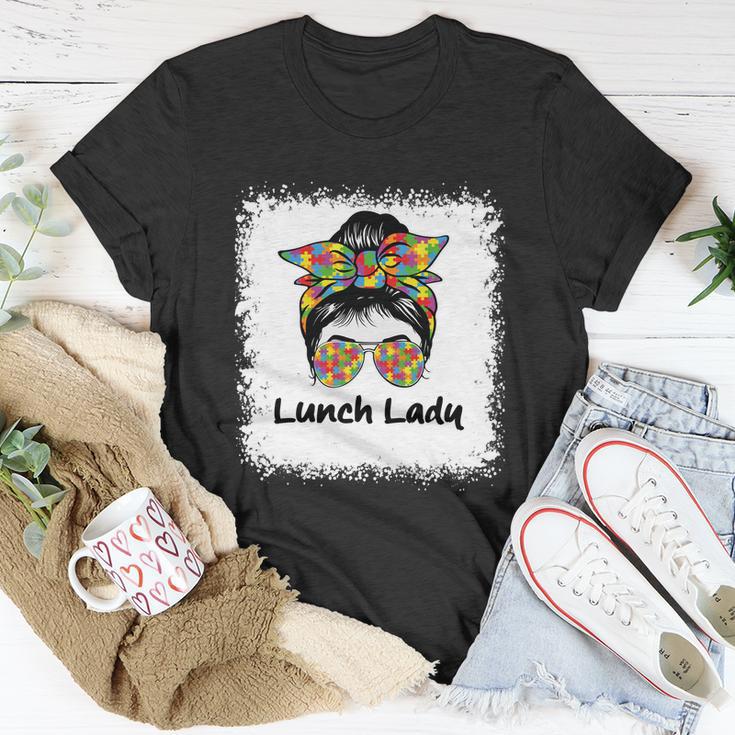 Bleached Lunch Lady Messy Hair Woman Bun Lunch Lady Life Gift Unisex T-Shirt Unique Gifts