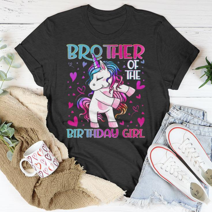 Brother Of The Birthday Girl Flossing Unicorn Brother Gifts Unisex T-Shirt Unique Gifts