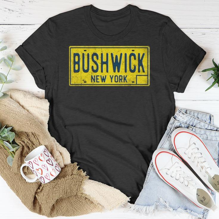 Bushwick Brooklyn New York Old Retro Vintage License Plate Unisex T-Shirt Unique Gifts