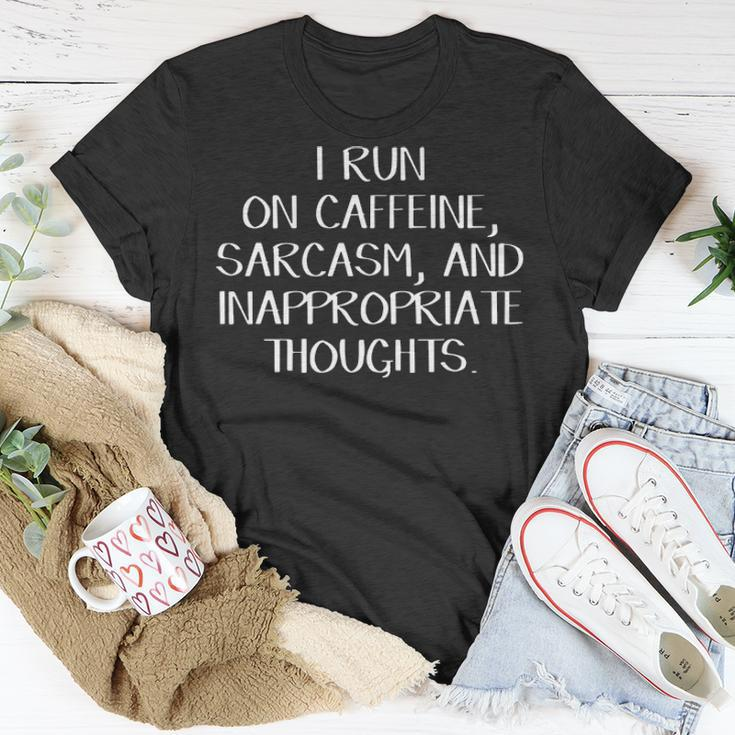Caffeine Sarcasm And Inappropriate Thoughts Unisex T-Shirt Funny Gifts