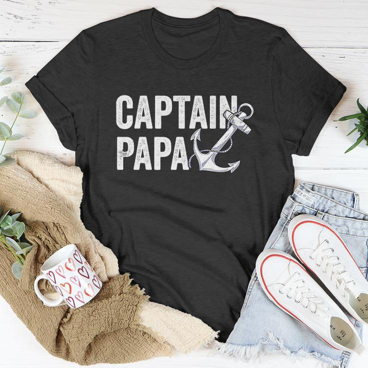 Captain Papa Pontoon Lake Sailor Fuuny Fishing Boating Unisex T-Shirt Unique Gifts