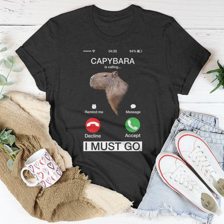 Capybara Is Calling Funny Capibara Rodent Animal Lover Humor Cute Gift Unisex T-Shirt Unique Gifts