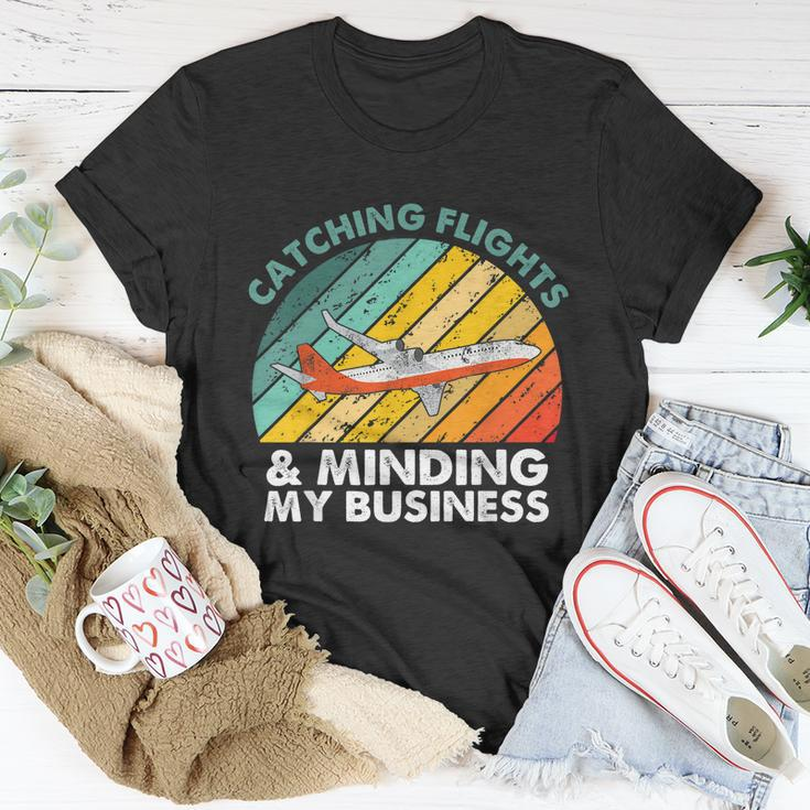 Catching Flights & Minding My Business Vintage Unisex T-Shirt Unique Gifts