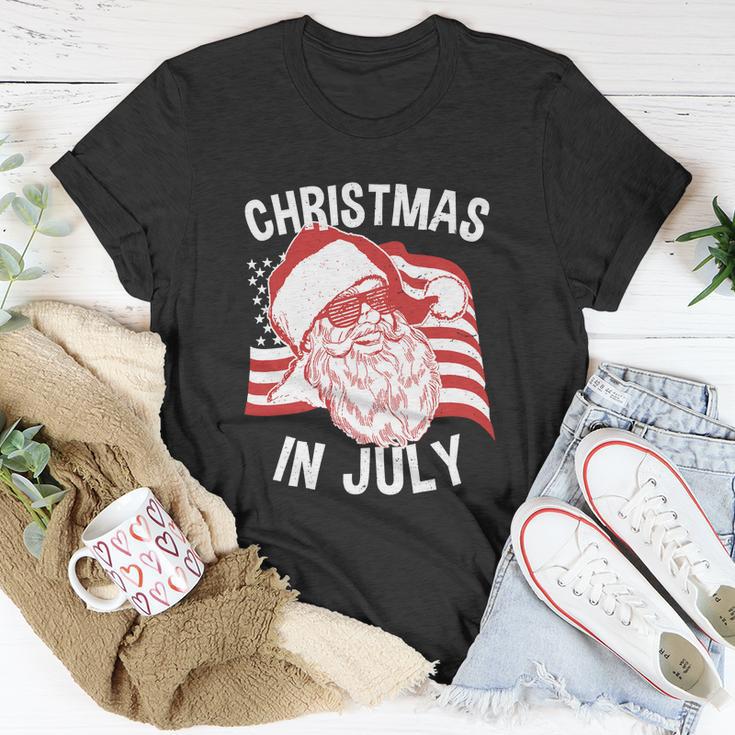 Christmas In July Retro Hipster Funny Santa 4Th Of July Unisex T-Shirt Unique Gifts