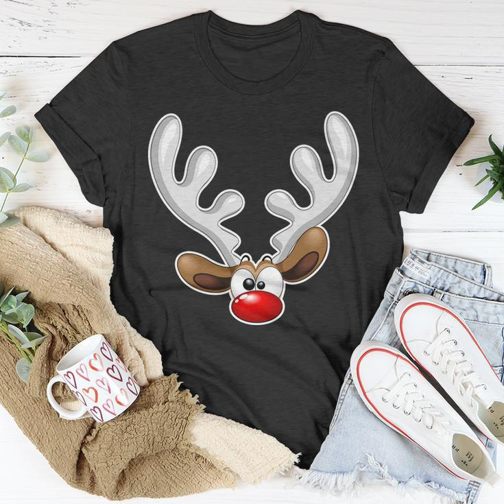 Christmas Red Nose Reindeer Face T-Shirt Personalized Gifts