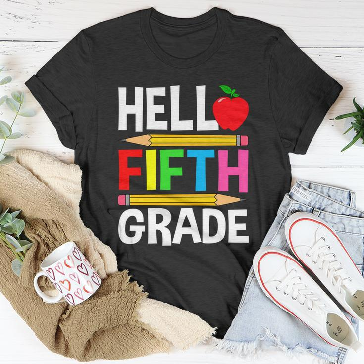 Cute Hello Fifth Grade Outfit Happy Last Day Of School Funny Gift Unisex T-Shirt Unique Gifts