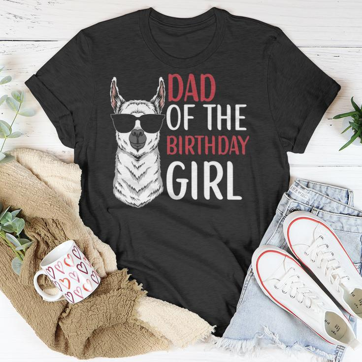 Dad Of The Birthday Girl Matching Birthday Outfit Llama Unisex T-Shirt Unique Gifts