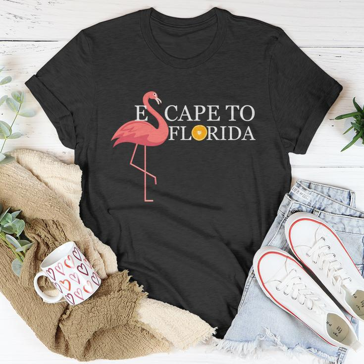 Desantis Escape To Florida Flamingo Orange Cute Gift Unisex T-Shirt Unique Gifts